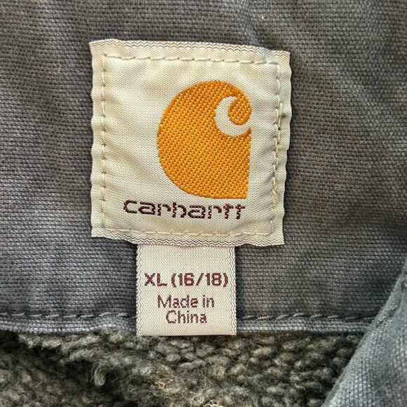 Carhartt women's hooded sherpa lined distressed  coat gray/blue size XL (16-18) - Picture 12 of 16